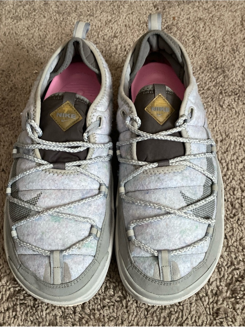Nike Offline Pack Light Gray & Pink Athletic Slip-On Sneakers size 12